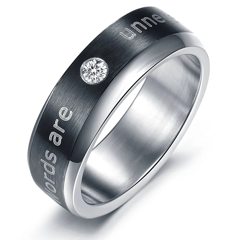 Модные инкрустационные хрустальные парные кольца его и ее влюбленных кольца 316L ювелирные изделия из нержавеющей стали GJ363