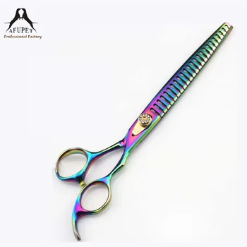 

rainbow color 440C steel 9 inch large dog grooming scissor thinner with case