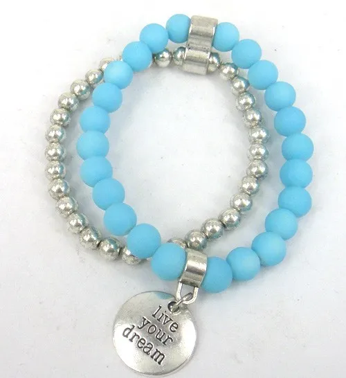 Новое поступление, античное серебро с надписью «Live Your Drearm Charm», винтажные многоцветные стеклянные бусины, растягивающийся браслет
