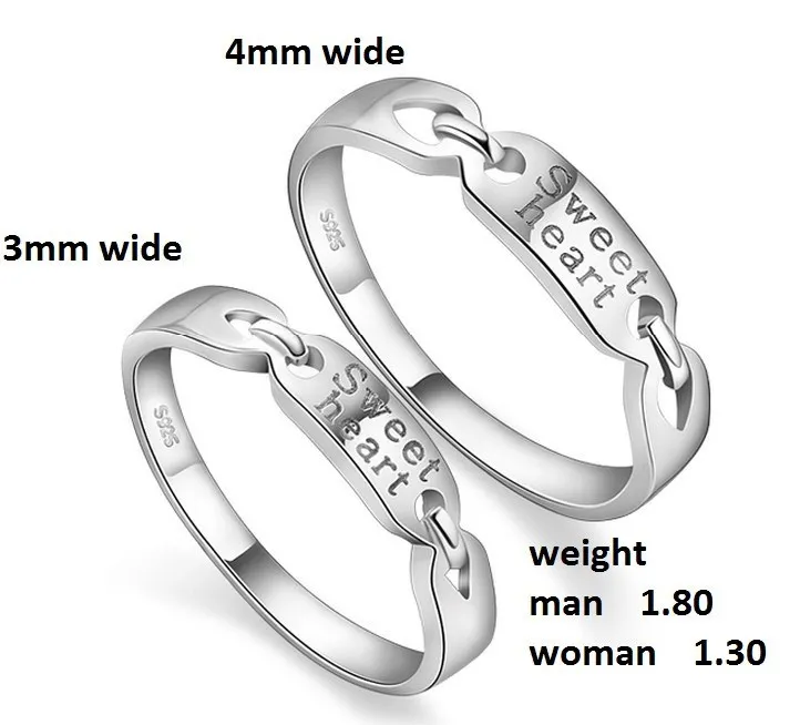 Uloveido 2 шт. Jewelry серебряные кольца пара для мужчин и женщин обручальное кольцо набор ювелирной моды Sweet Heart гравировки Ringen кольца для женщин