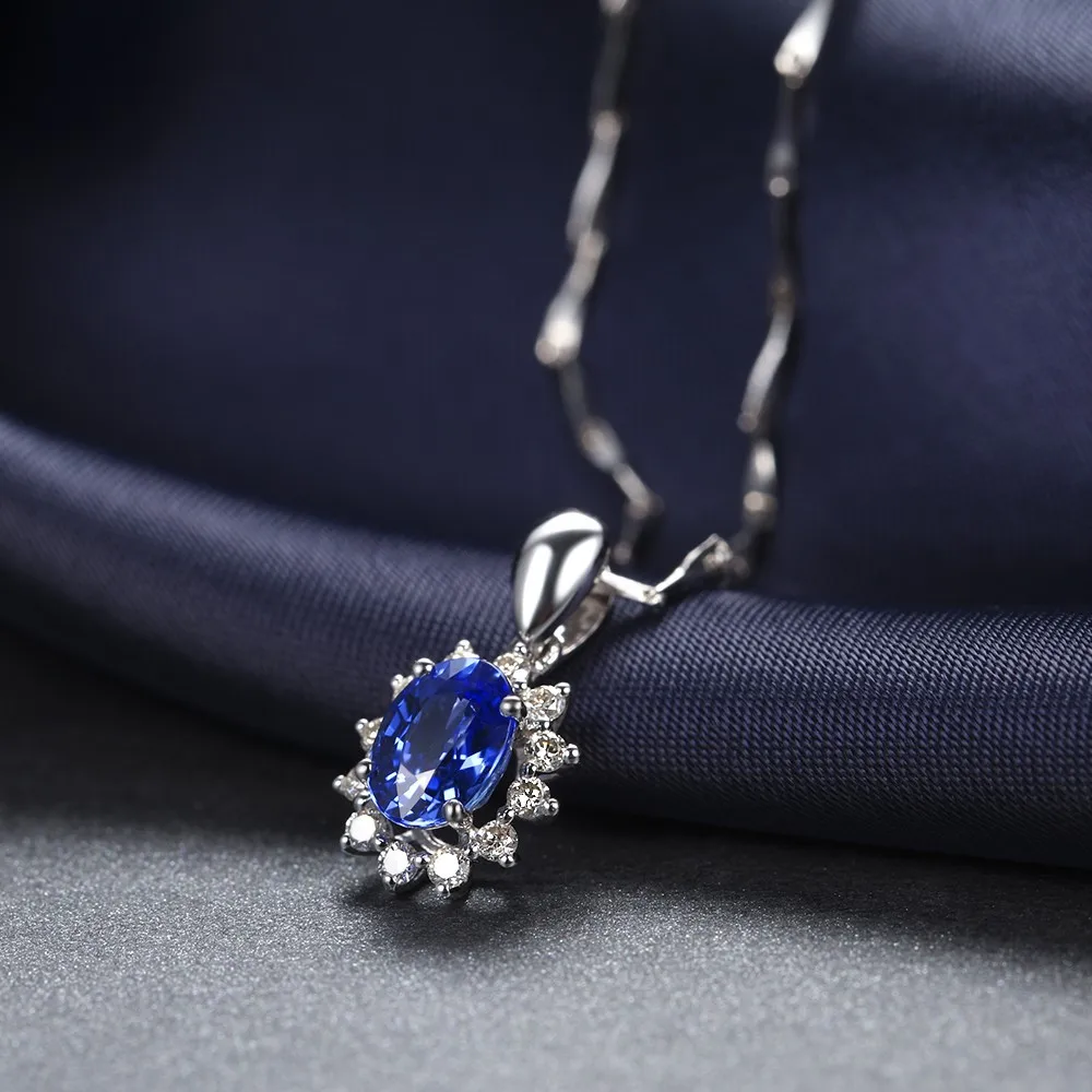 GVBORI Роскошные 0.5ct естественный голубой сапфир драгоценный камень кулон для Для женщин Свадебные Валентина подарок партии Ювелирные украшения Бриллиантовая подвеска