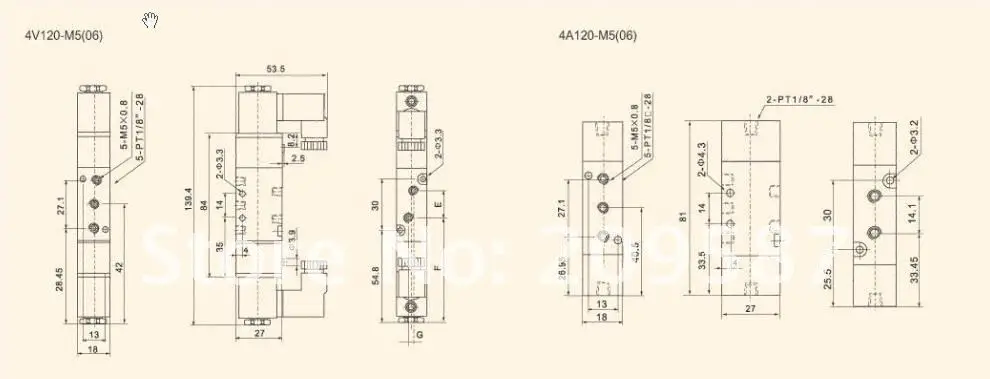 1x 4V120-06 5Ports2Position Двойной Электромагнитный пневматический клапан 1/" BSPT DC12V