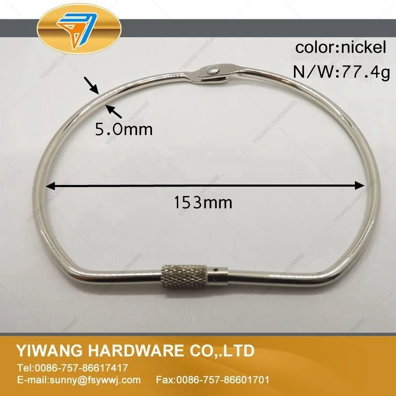 153mm High quality office binder ring hanging ring keyring nickel plating screw lock binding ring D ring wholesale manufacturer direct - Цвет: 153mm