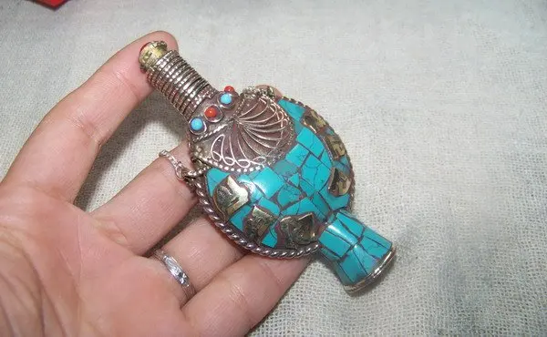 Тибетский JewelryTBP029 Непал бутылки табак pendantstibetan шесть слов мантры амулеты boxcollectibleslow moq