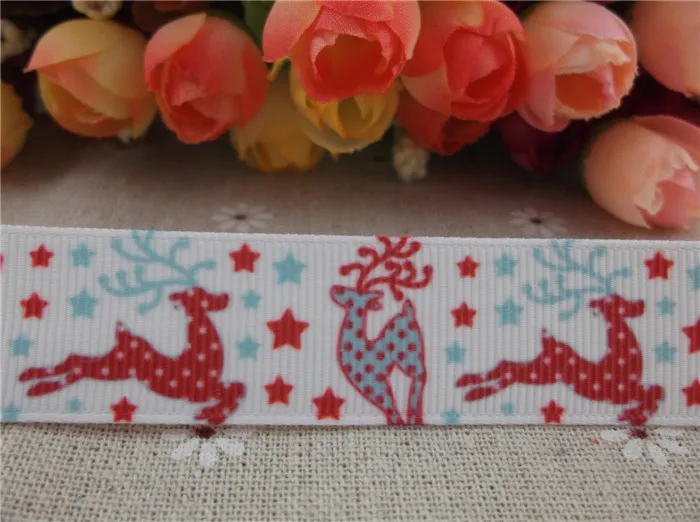 Новое поступление 7/8 ''(22 мм) Рождество печатных grosgrain ленты Рождество лента с оленем лента для банта на волосы 10 метров