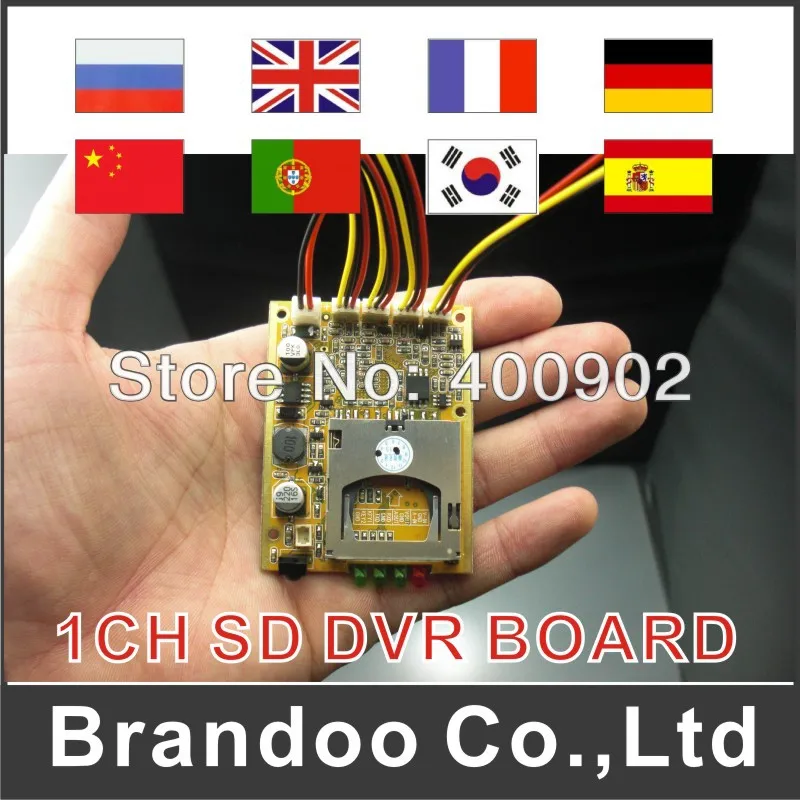 

Free shipping 1 channel SD DVR board, support Language customized, 64GB sd card, RS 232, alarm I/O