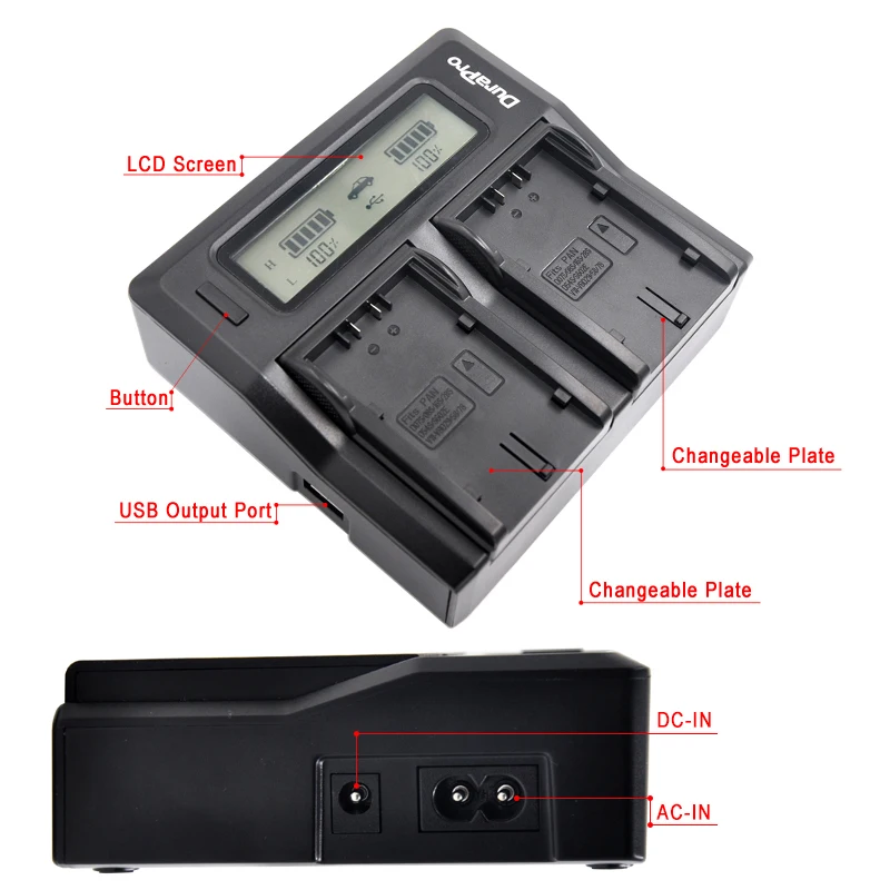 DuraPro cgr-d54 cga-d54s vw-vbd55 CGR D54 ЖК-дисплей Двойной Быстрое Быстрый Зарядное устройство для Panasonic ag-dvc60 ag-dvx100 ag-dvc30 ag-dvx100a