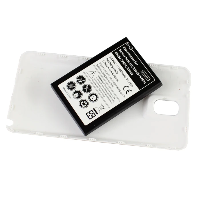 Для Galaxy Note3 6800mAh Телефон расширенная утолщенная батарея для samsung Galaxy Note 3 N9000 N9005 N900A N9002 N900+ белая задняя крышка