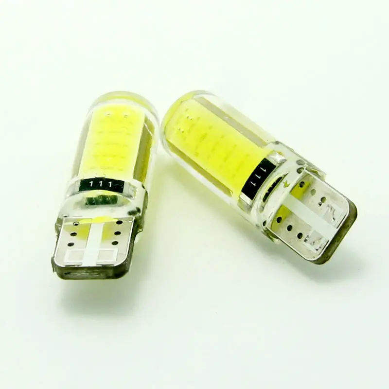 Цена оптовой продажи 100 шт./лот силиконовые T10 COB W5W 194 с can-bus белого и синего цвета авто Запчасти Габаритные фонари для автомобиля Erro DC 12 V