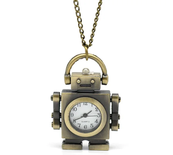 Robot Meccanico Orologi Da Tasca Modello Collana Tono Bronzo Catena Creativa Oro Robot Meccanico Orologi Da Tasca Modello Collana Tono Bronzo Catena Creativa Oro