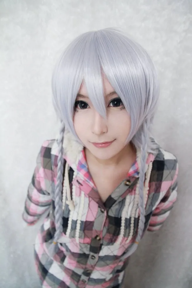 MCOSER горячая Распродажа 60 см Средний Touhou проект-Izayoi Sakuya Серый косплей костюм парик