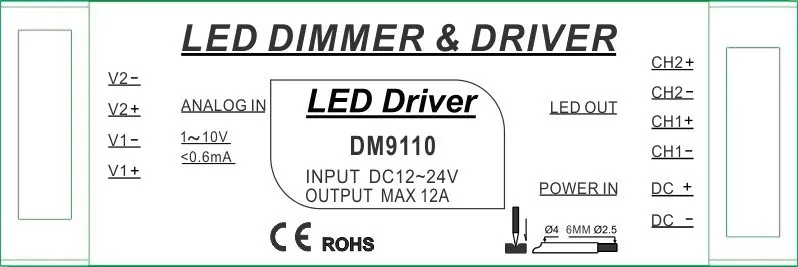 ; 0-10V светодиодный диммер& светодиодный драйвер постоянного Напряжение 2 канала Вход DC12-24V один CH