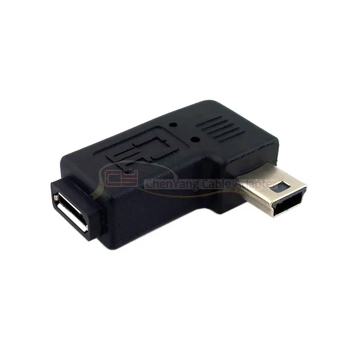 10 шт./партия, 90D градусов, левый или правый угловой мини USB штекер для Micro USB Женский адаптер для зарядного устройства