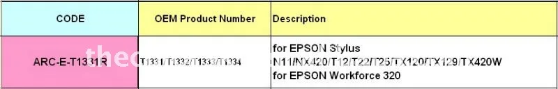 ARC-E-T1331R) Микросхема автоматического сброса ARC струйный картридж чип для Epson T1331-T1334 T133 T 133 стилус TX120 TX129 TX420W V6.2