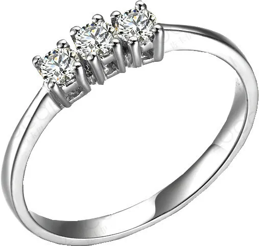 0.3ct три Камни простой Дизайн diamond au750 белого золота Для женщин кольцо Ювелирные украшения обещание подарок для девочки никогда не выцветает