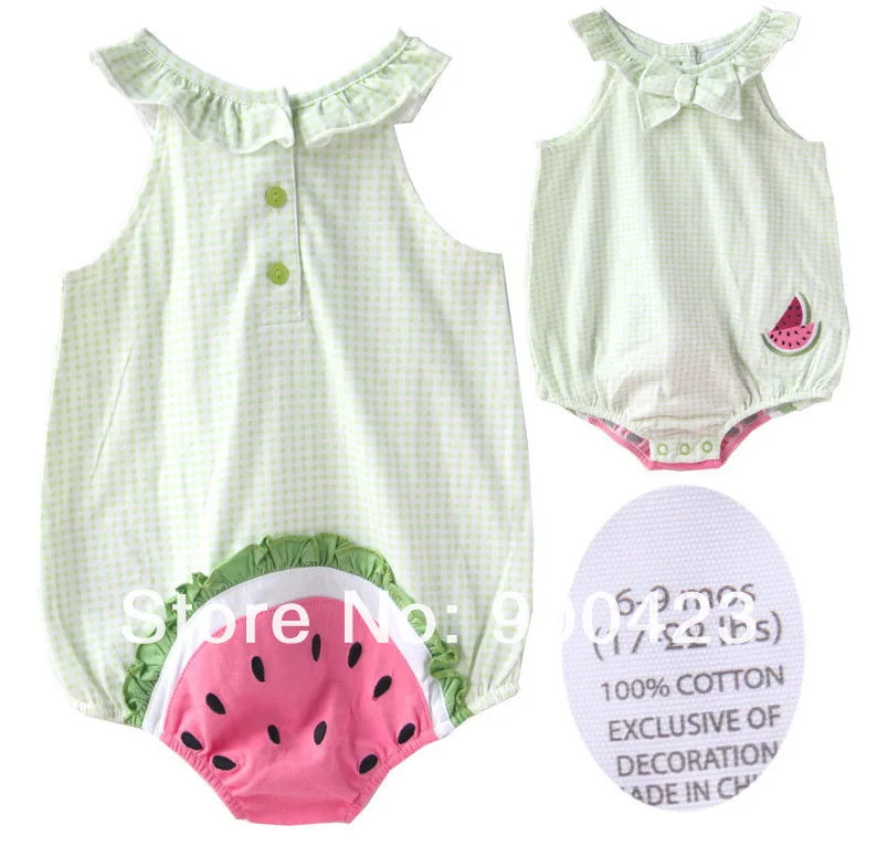 Дизайн для девочек детские комбинезоны без рукавов, хлопковый комбинезон, для детей от 3 до 6 месяцев, 6-9 месяцев, 12 месяцев, 6 шт./партия- BF015