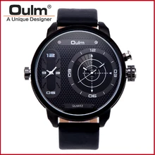 Dual Time Sport Watches For Men Dual Time Zone Oulm Brand Hot Selling Design Quartz Wrist Watches Fashion Casual HP3221B