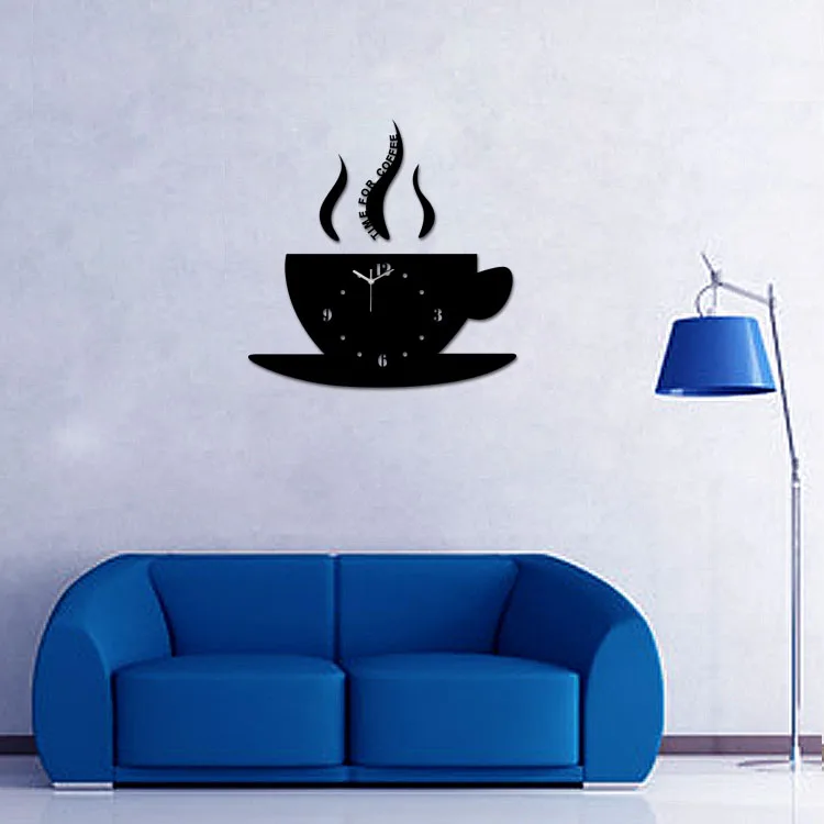 Лидер продаж 3d акриловые зеркальные настенные часы сделай сам кофейная чашка