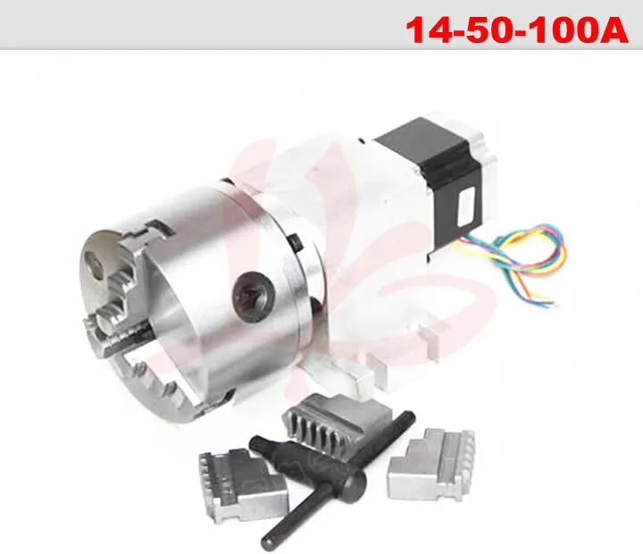 CNC 4th оси (aixs, ось вращения) с Чак для ЧПУ cnc miiling машины ось вращения 14-50-100A 100 мм 3 кулачковый патрон