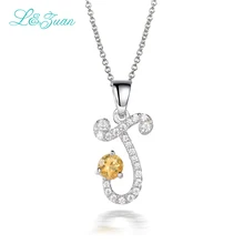 L& zuan "J" Подвеска из стерлингового серебра 925 пробы 0.88ct Подвеска из драгоценных камней модное ожерелье хорошее ювелирное изделие с серебряной цепочкой для женщин в подарок