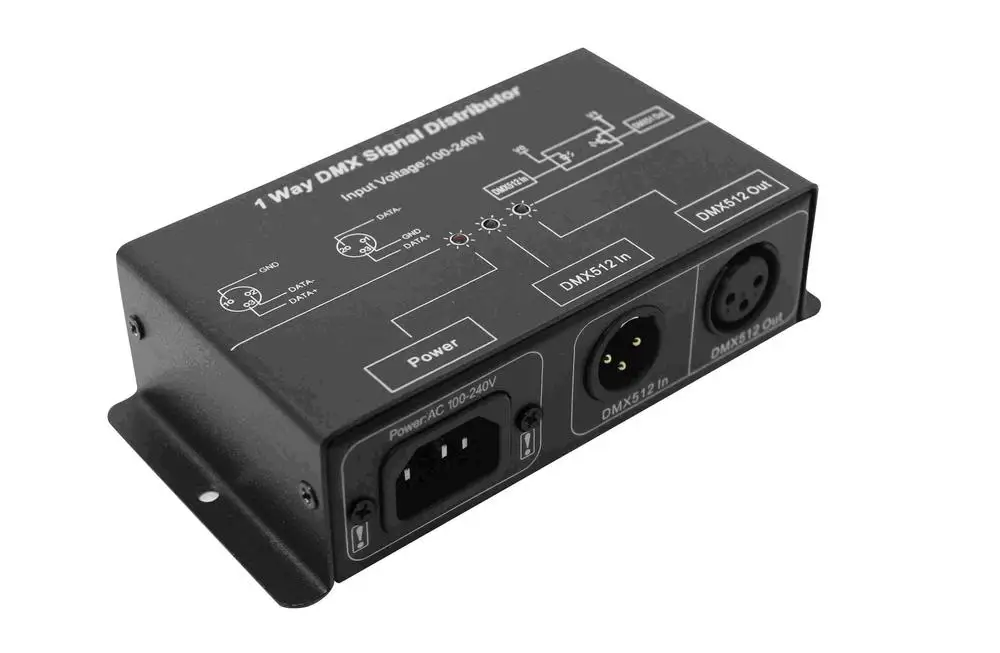 Дистрибьютор DMX сигнала; 1 канал DMX512 выходной сигнал; AC100-240V вход