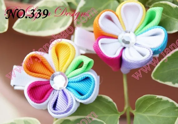 Новые 280 шт. " два слоя Kanzashi цветок заколки моды девушка Bow заколки