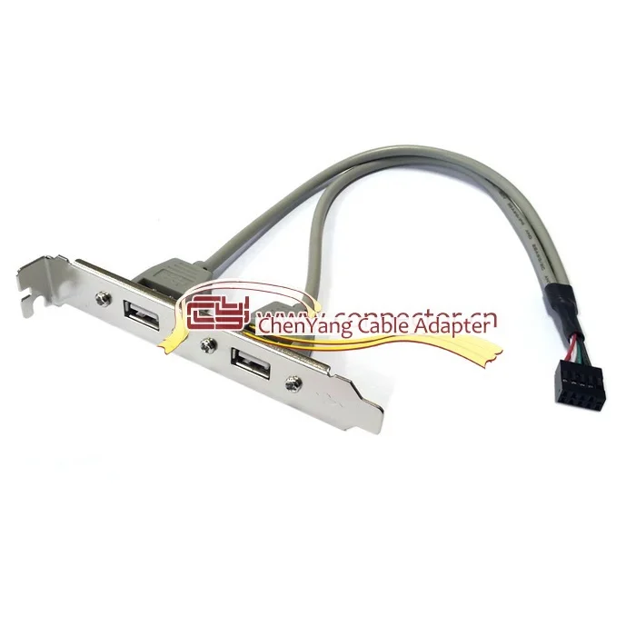 10 шт./лот cy Chenyang PCI USB 2,0 Тип женский винт для материнской платы 9pin кабель с кронштейном