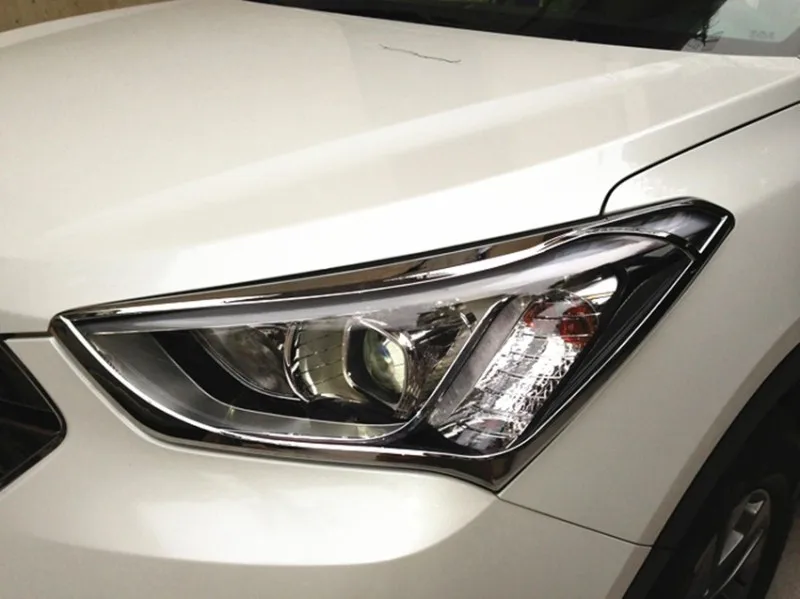 Для hyundai Santa Fe 2013 ABS хромированный декоративный передний головной светильник, головной светильник, крышка лампы, обшивка, Формовочная рамка