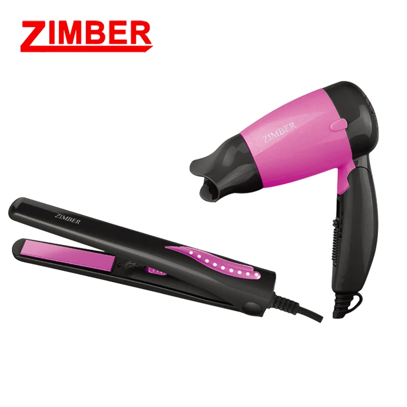 Zimber 10974 Mini hair Straightener and Hair Dryer Set Ceramic coating plate 2 temperature Zimber 10974 Mini hair Straightener and Hair Dryer Set Ceramic coating plate 2 temperature
