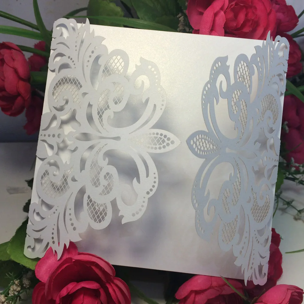 

25Pcs Romantic Wedding/Business/Party/Birthday Invitation Cards Wedding Party Invitation Card Envelope Delicate Carved Pattern