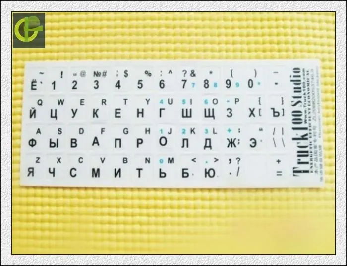 Клавиатура русская наклейка для более чем 1" ноутбука и настольного ПК черная нижняя белая буква RU Версия