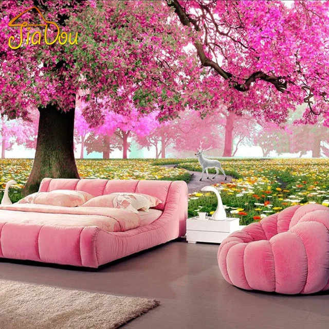 Custom Photo Mural 3D Stereoscopic Romantic Cherry Tree