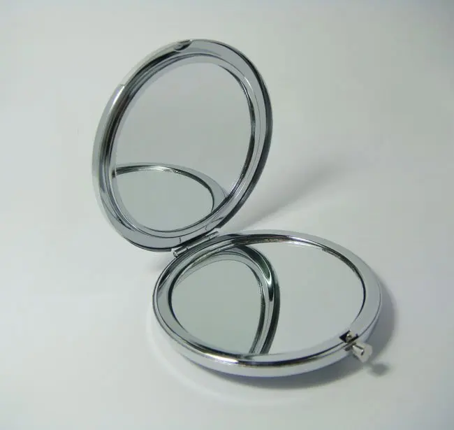 Серебряный компактные зеркала DIY Портативный металлическое зеркало для нанесения макияжа 2X увеличительное 2 шт./лот M070K