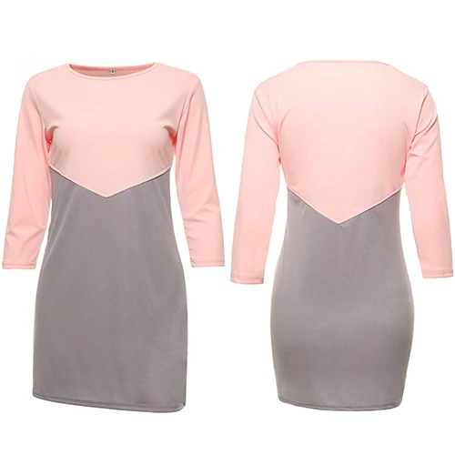 Женщины Повседневная С Длинным Рукавом Цвет Блока Лоскутная Коктейль Mini Dress| |