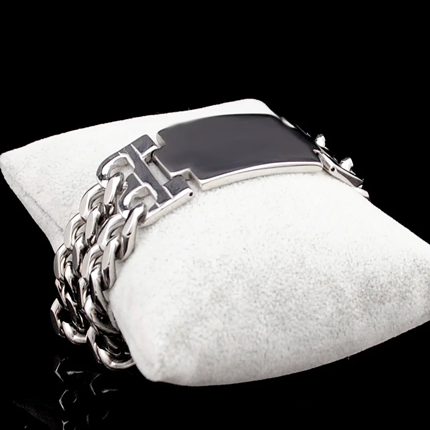 Chimdou модные Нержавеющая сталь браслет Для мужчин ретро классический 23 мм двойной цепи ID браслет человек ювелирные изделия, AB1211