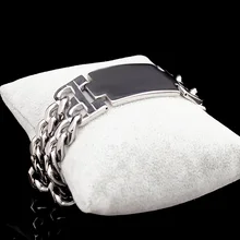 Chimdou модные Нержавеющая сталь браслет Для мужчин ретро классический 23 мм двойной цепи ID браслет человек ювелирные изделия, AB1211