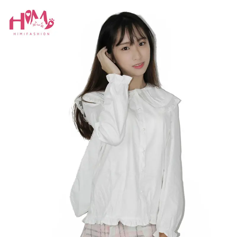 Bunny peter collar white blouse lolita shirt soft sister cosplay cute tops women summer cotton shirts white free shipping (3)