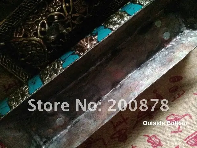 Tbc886 Тибетский латунь старинные курильница, 21*11*7 см, Непал Бирюзовый горелки семья декора искусства