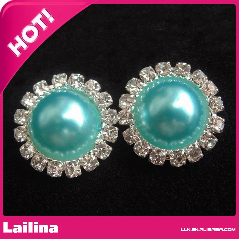 Flatback rhinestone ABS pearl button 22mm hot sell