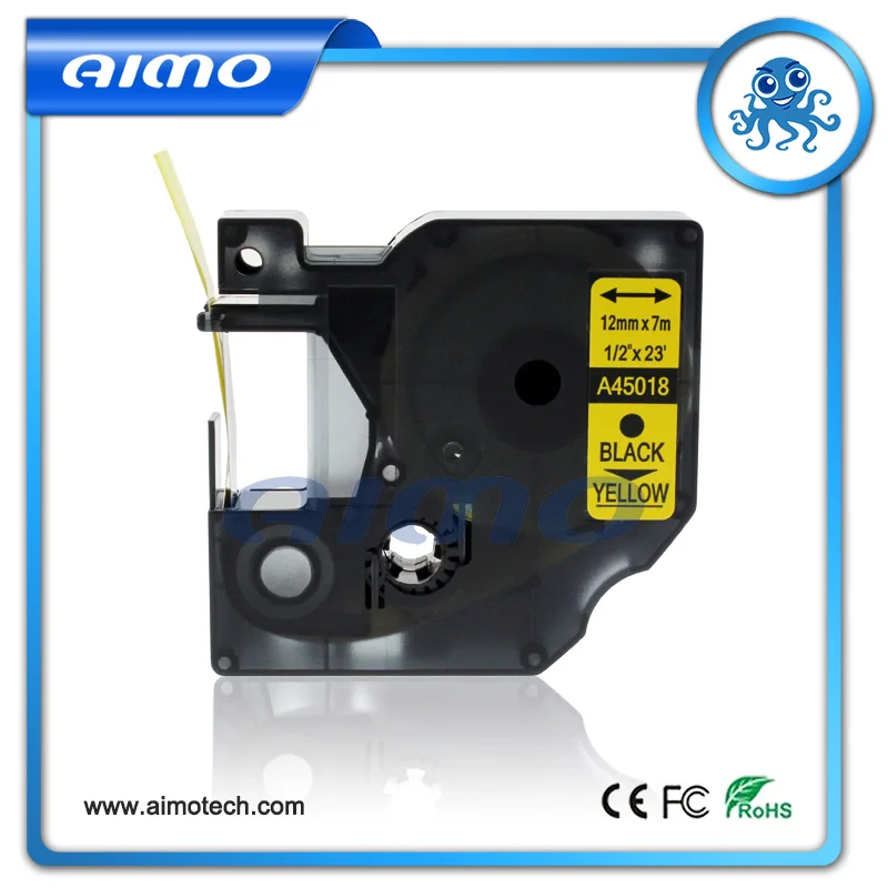 12 мм 45018 Совместимость для DYMO Label Printer ленты для DYMO D1 черный на желтом, 1 упак