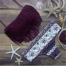 Sexy Fringes Swimsuit Swimwear Women Sexy Floral Printed Bikini Set Tassel Biquini Bathing Suit Maillot De
