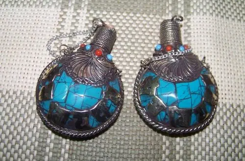 Тибетский JewelryTBP013 Непал ручной латунь Большой нюхательный bottle65 * 45 mmtibetan шесть слов мантры амулеты ремесла