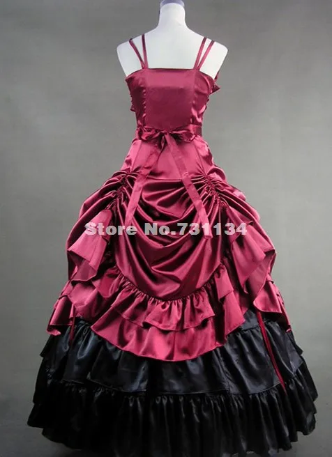 Темно-красный цвет благородный и элегантный готический, викторианской эпохи платье викторианское бальное платье
