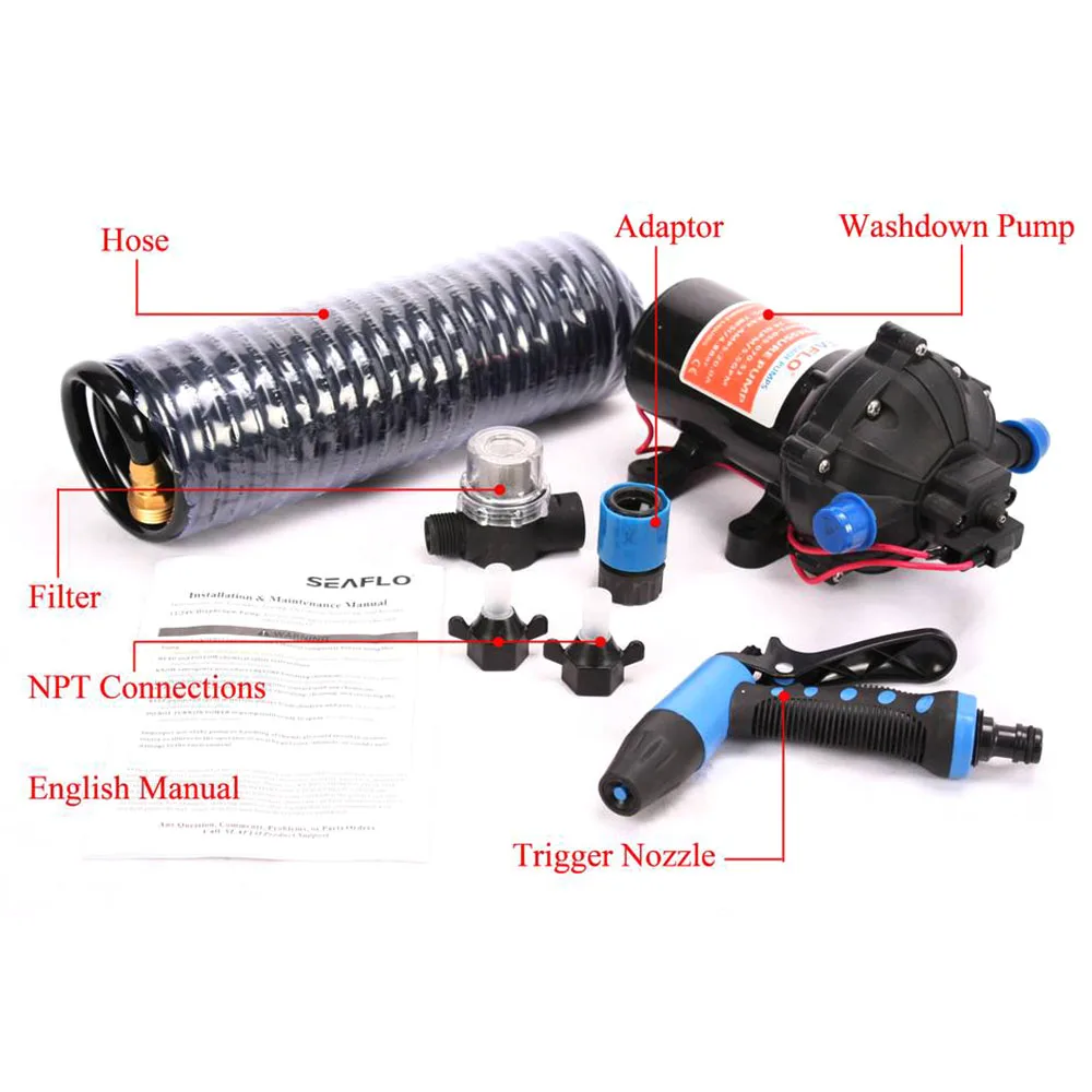 Набор моющих насосов для мытья колоды 12v 20 Lpm 70 Psi караван Rv лодка морской|wash pump|pump