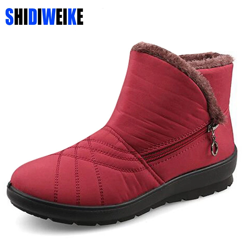 Impermeable Flexible cubo mujer botas de alta calidad cómoda piel lado Zip nieve botas invierno zapatos mujer de grande 42 shoes women|winter shoesshoes - AliExpress