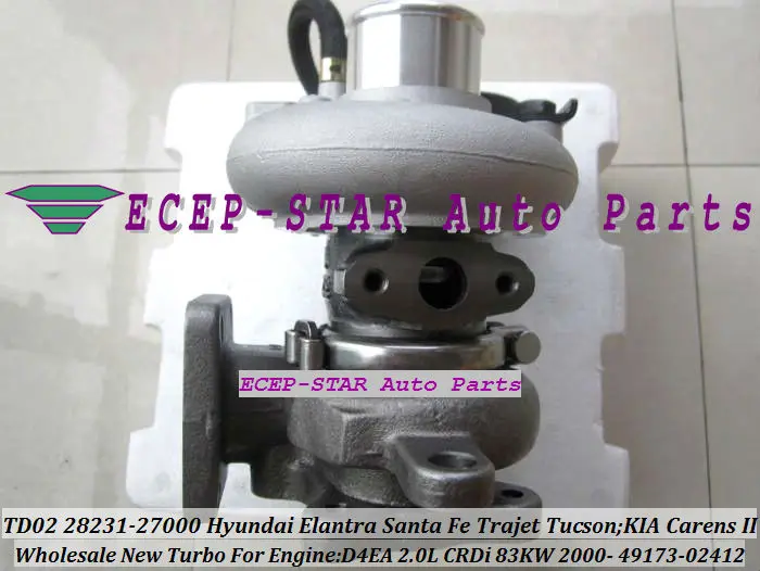 TD02 49173-02412 28231-27000 HYUNDAI Elantra Santa Fe Trajet Tucson KIA Carens II D4EA 2.0CRDi 83KW 2000- Turbocharger (4)