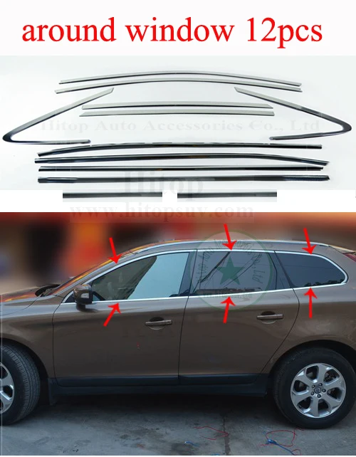 Оконная отделка/крышка подоконника рамка для VOLVO XC60, нержавеющая сталь, отличная гарантия качества, три варианта, 6 шт/18 шт/22 шт