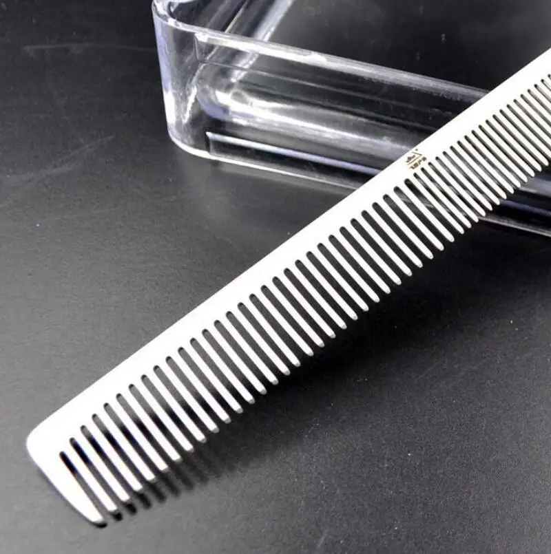 Engraved Your Logo Anti Static Stainless Steel Comb Wide and Thin Dual
