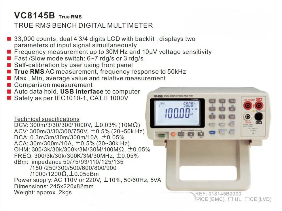 VICTOR двойной дисплей Цифровой мультиметр lcd VC8145B