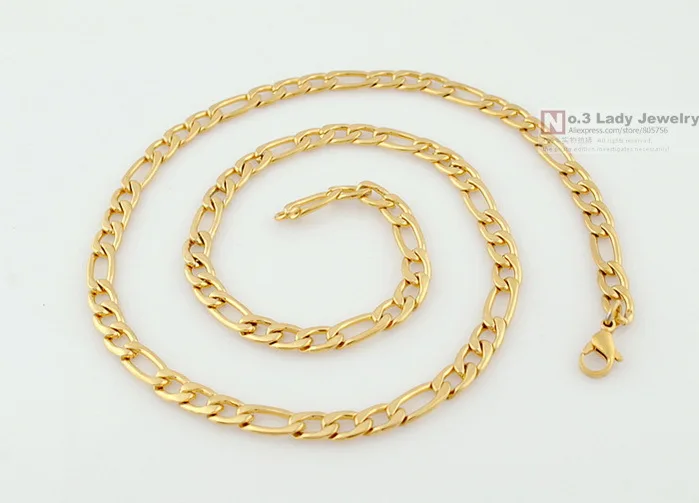 Gokadima 6 мм ширина Золото Цвет GP нержавеющая сталь Фигаро цепи цепочки и ожерелья для мужчин ювелирные изделия мода, WN112